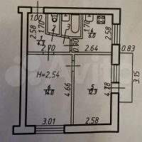 2-к. квартира, 43 м², 3/5 эт.