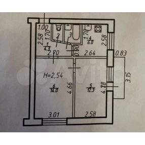 2-к. квартира, 43 м², 3/5 эт.